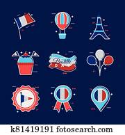 bundle of bastille day icons bundle of bastille day icons