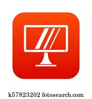 Computer monitor icon digital red Computer monitor icon digital red