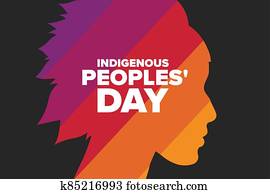 Indigenous Peoples Day. Holiday concept. Template for background, banner, card, poster with text inscription. Vector EPS10 illustration.