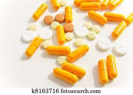 pills on white background pills on white background
