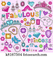 Princess Doodles Vector Set Princess Doodles Vector Set