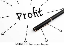profit, mot, wih, flèches, et, stylo