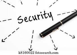 seguridad, palabra, wih, flechas, y, pluma
