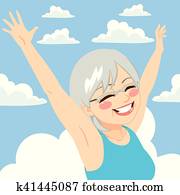 Senior Woman Freedom sky