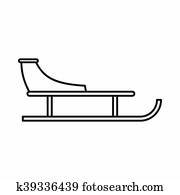 Sled icon, outline style Sled icon, outline style