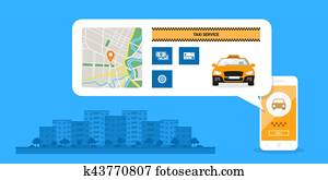 táxi, serviço, conceito