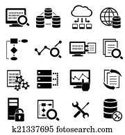 גדול, data,, ענן, לחשב, ו, איקונים של טכנולוגיה