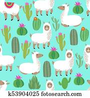 alpaca, seamless, vetorial, pattern., cute, lhama, bebê, repetitivo, fundo