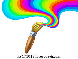 Art brush with rainbow paint swirl Art brush with rainbow paint swirl