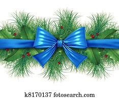 blue bow with pine border blue bow with pine border