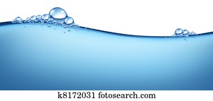 Blue water horizontal water wave with bubbles Blue water horizontal water wave with bubbles