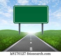 camino, con, señal de autopista