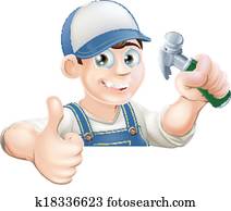 Claw Hammer man over sign thumbs up Claw Hammer man over sign thumbs up