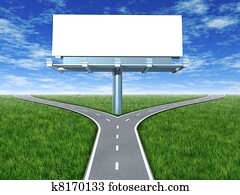 Cross roads with billboard