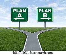 Cross roads with plan A plan B road signs Cross roads with plan A plan B road signs