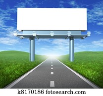 em branco, estrada, billboard