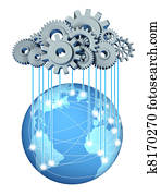 global, nuvem, computando, rede