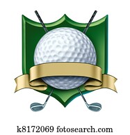 Golf Award crest with blank gold label Golf Award crest with blank gold label