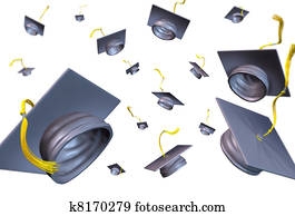 Graduation hats thrown in the air Graduation hats thrown in the air