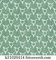 Green and White Transgender Symbol Tile Pattern Repeat Background