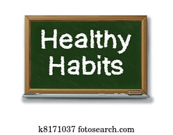 Healthy habits on a school black board Healthy habits on a school black board