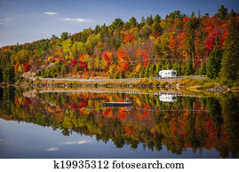 Highway through fall forest Highway through fall forest