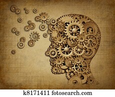 Human brain function grunge with gears Human brain function grunge with gears