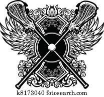 Lacrosse Sticks Ornate Graphic Vect Lacrosse Sticks Ornate Graphic Vect