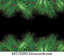 Pine branches with holly