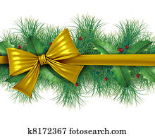 Red bow with pine border Red bow with pine border