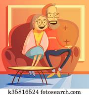 Senior Couple Illustration Senior Couple Illustration