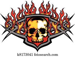 Skull Template with Flames Vector I Skull Template with Flames Vector I