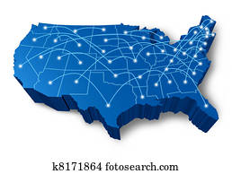 U.S.A 3D map communication network U.S.A 3D map communication network