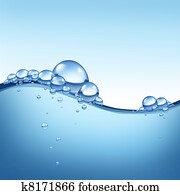 Wave in blue water with bubbles Wave in blue water with bubbles