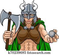 wickinger, weiblich, gladiator, golfen, krieger, frau wickinger, weiblich, gladiator, golfen, krieger, frau