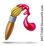 מכחול, עם, מבריק, צבע אדום, התז