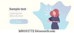 優雅である 女 オペラ歌手 中に 服 歌うこと カラオケ 歌 コンサート そして 音楽 概念 女性 漫画 特徴 肖像画 平ら コピースペース 横 クリップアート 切り張り イラスト 絵画 集 K Fotosearch