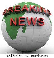 3d, globo, con, unido, breakikng, noticias