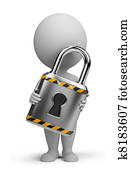 3d, קטן, אנשים, -, נעול