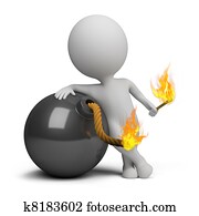 3차원, 작다, 사람, -, 폭탄