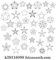 Big Set of Line Star Icons Big Set of Line Star Icons