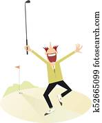 Happy golfer on the golf course isolated Happy golfer on the golf course isolated