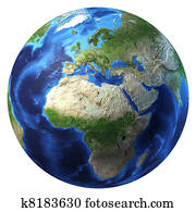 Planet earth with some clouds. Europe and Africa view. Planet earth with some clouds. Europe and Africa view.