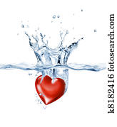 Shining heart, splashing into clear water. Shining heart, splashing into clear water.