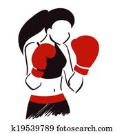 Symbol of boxing woman Symbol of boxing woman