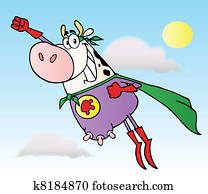 White Super Hero Cow Flying White Super Hero Cow Flying