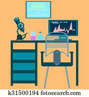 Workplace doctor, scientist. Medical research, a hospital room. Workplace doctor, scientist. Medical research, a hospital room.