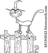 תאר, חתול, מכשפה, ב, a, גדר