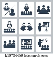 矢量, 會議, 會議, 圖象, 集合