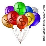 Balloons with currency signs